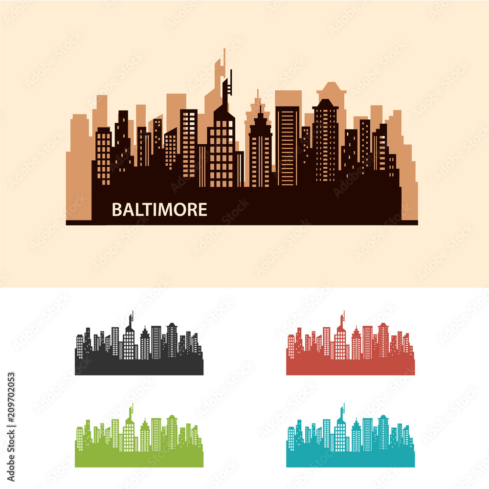 Naklejka premium Baltimore City Skyline Logo Template