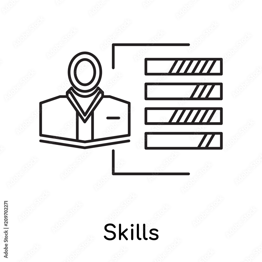 Skills icon vector sign and symbol isolated on white background, Skills logo concept Skills icon vector sign and symbol isolated on white background, Skills logo concept