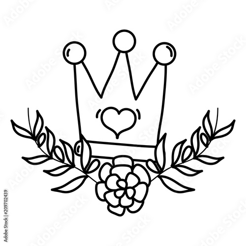 grunge crown royal with branches leaves and flower