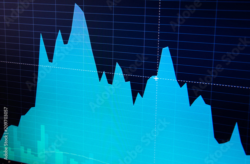 Stock market chart  graph on blue background
