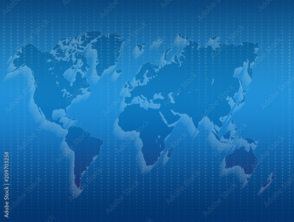 Blank World map on blue background. Flat Earth Graph World map 3d illustration Blank World map on blue background. Flat Earth Graph World map 3d illustration