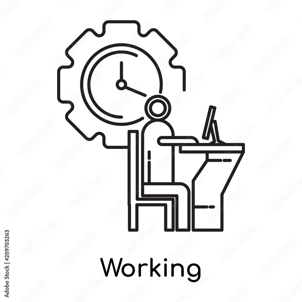 Working icon vector sign and symbol isolated on white background, Working logo concept Working icon vector sign and symbol isolated on white background, Working logo concept