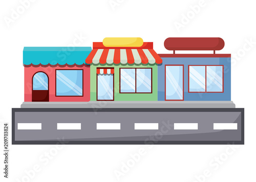 shops on street icon over white background, colorful design. vector illustration