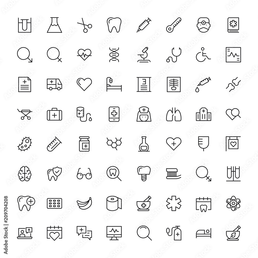 Medical And Dental Healthcare Icon Set