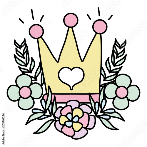 color crown object with branches leaves and flowers