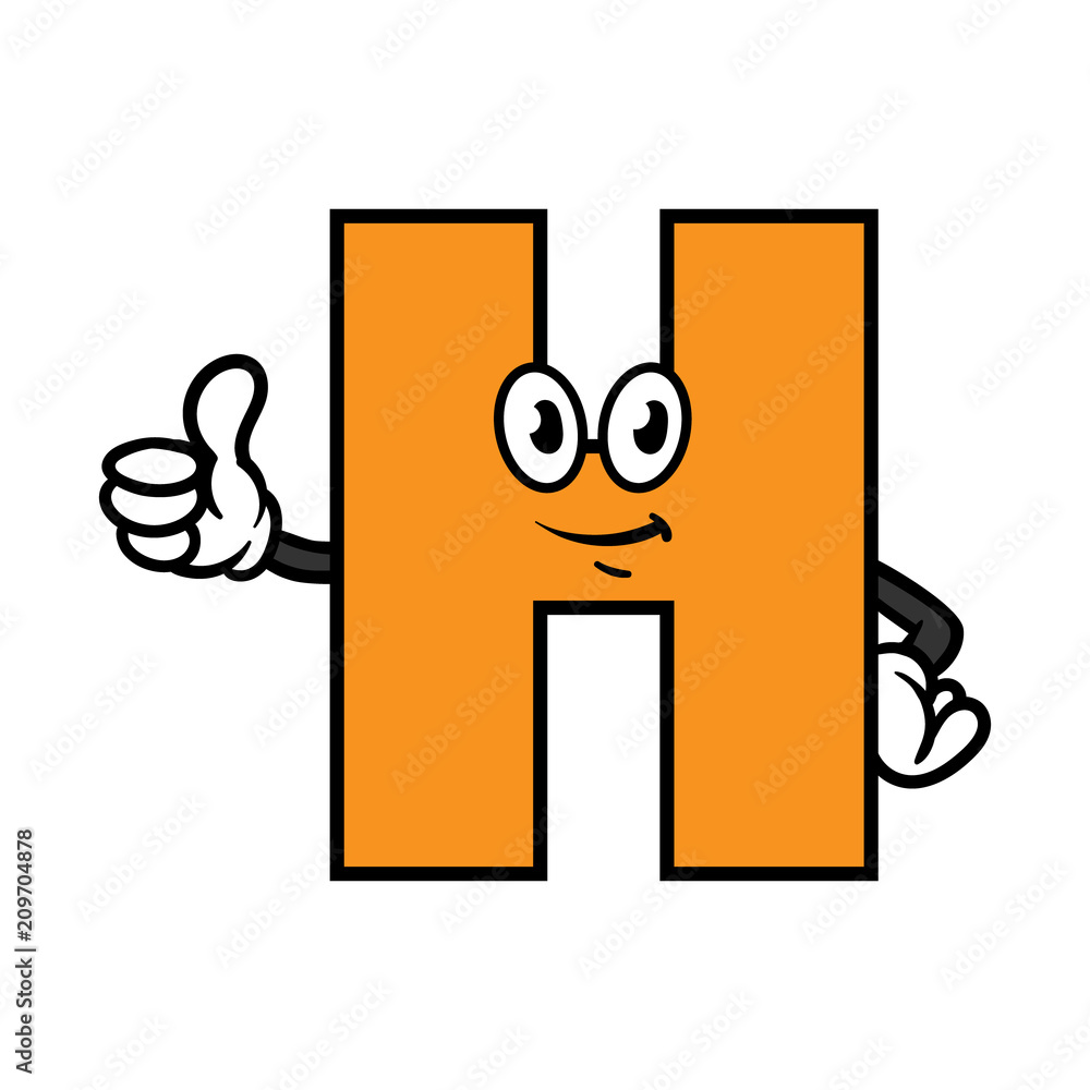 Cartoon Letter H Character Stock Vector