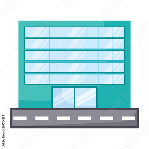 street with city building icon over white background, vector illustration