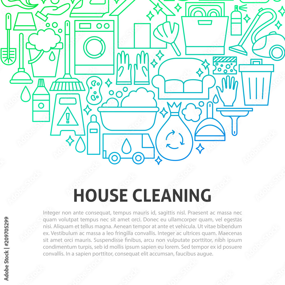 House Cleaning Line Concept House Cleaning Line Concept