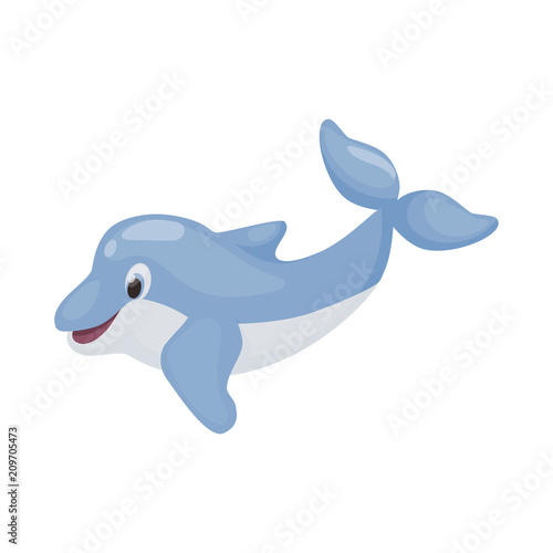 Dolphin jumping character vector illustration funny animal fun ocean mammal wildlife marine aquatic nature fish.