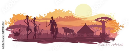 Background with landscape of South Africa