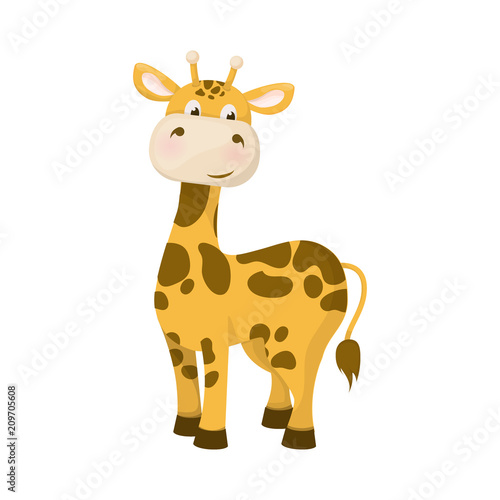 Giraffe animal nature wildlife character with long neck vector illustration.