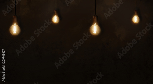 brick wall background with lamps, retro, dark background