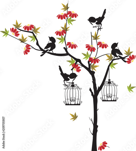 Photography tree with birds
