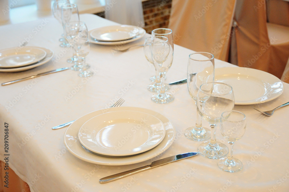 Served table in a restaurant