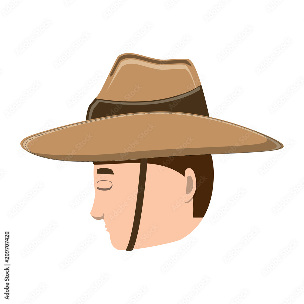 man with boonie hat over white background, vector illustration man with boonie hat over white background, vector illustration