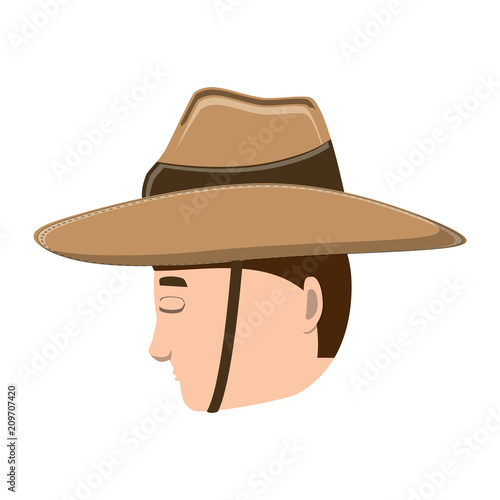 man with boonie hat over white background, vector illustration