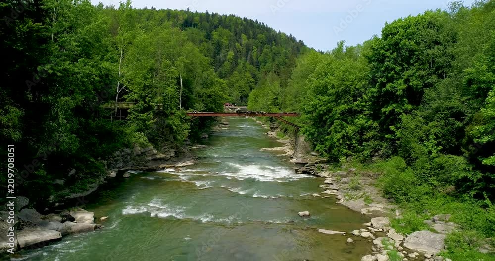 Aerial view of mountain river in summer. Aerial view of mountain river in summer.