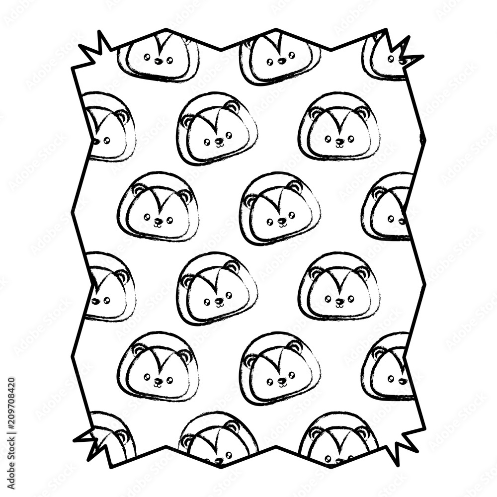 Fototapeta premium abstract frame with cute lion pattern over white background, vector illustration