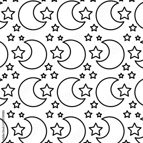 line moon sky and sparkly star background