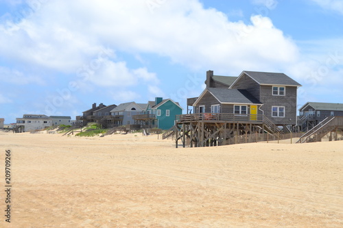 Beach front properties along the ocean front near Kill Devil Hills, Outer Banks, North Carolina