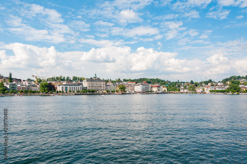 city of gmundenskyline seen from the water traunsee © Redfox1980