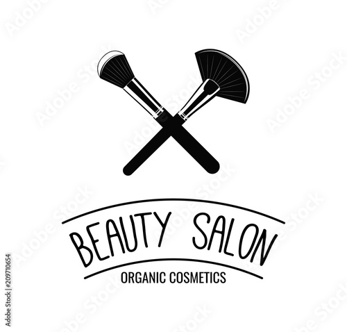 Beauty Salon logo, label, emblem. Makeup Brushes icoons. Vector Illustration. photo