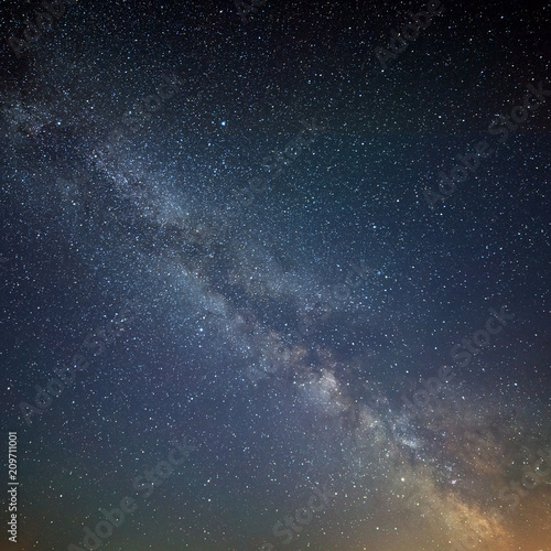 Galaxy The Milky Way in the night sky with stars. A view of the open space. Long exposure.