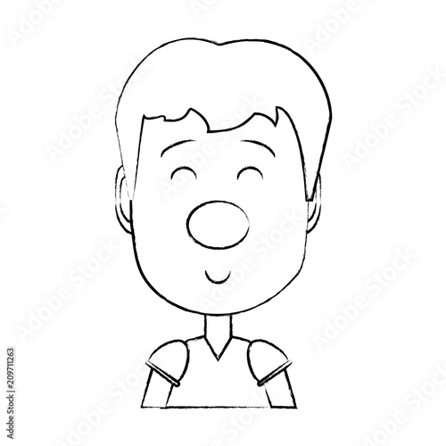 cartoon boy with clown nose icon over white background, vector illustration