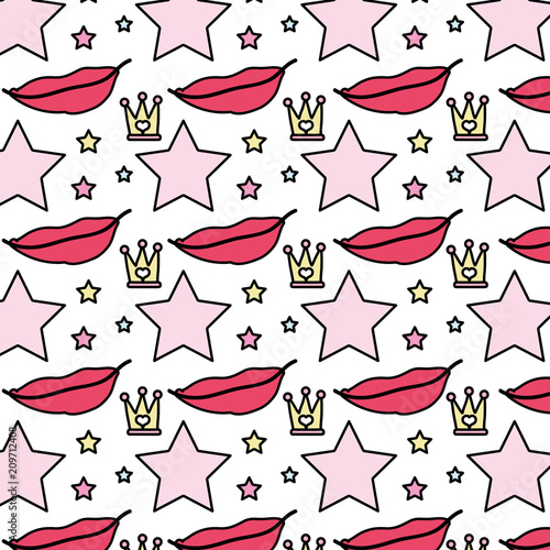 color lips and sparkly star with crown background
