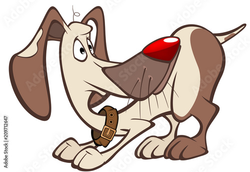 Illustration of a Cute Hunting Dog. Cartoon Character