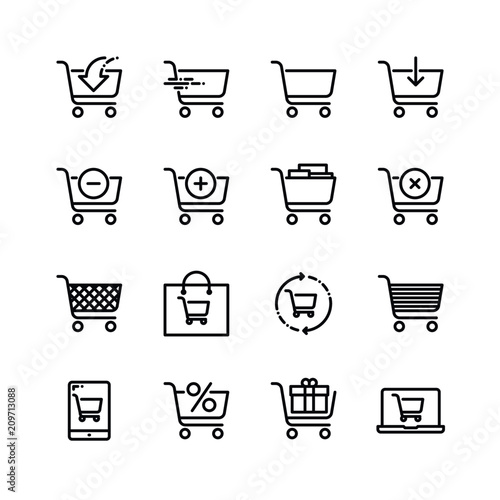 Simple Set of Shopping Cart Vector Line Icons