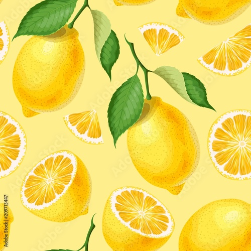Seamless pattern with lemons