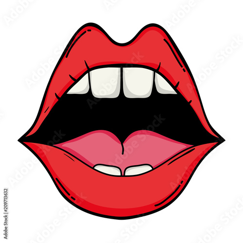 open mouth with teeth and beauty lips