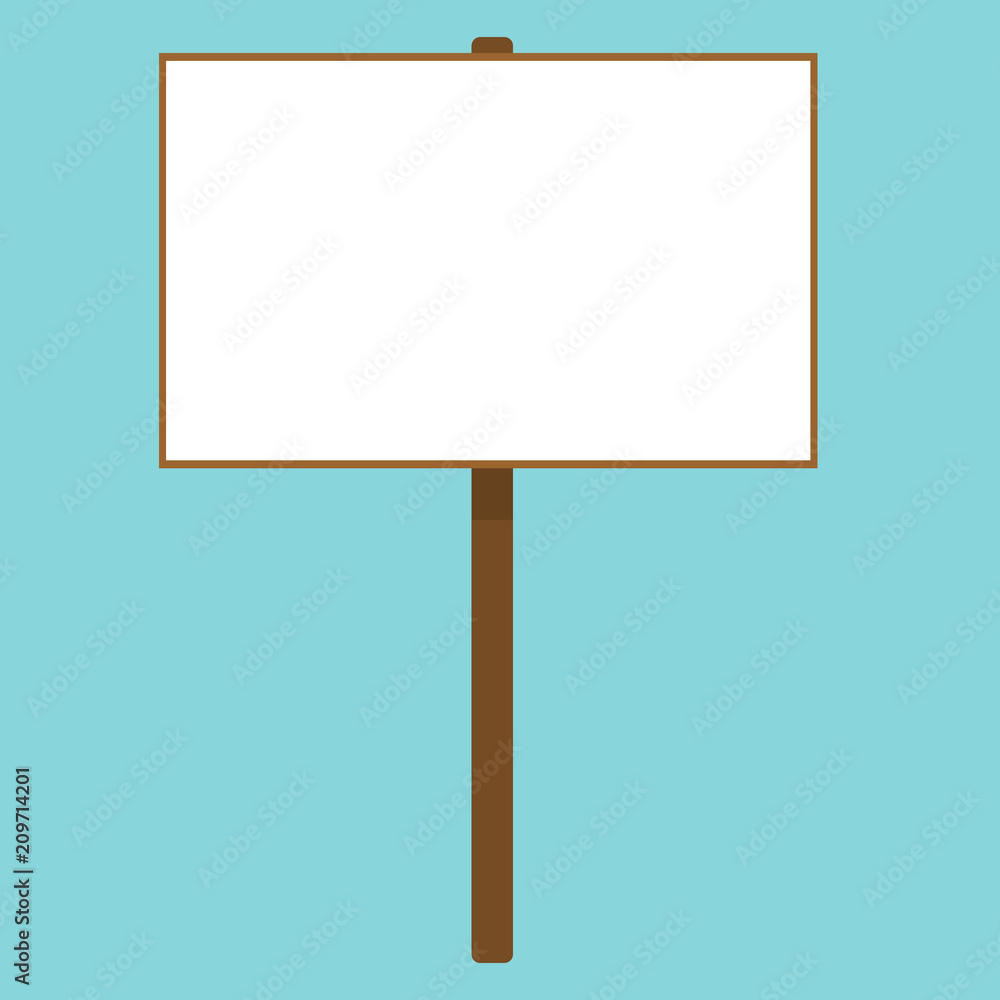 Blank poster isolated on a wooden stick. Vector background. For  demonstrations. Flat design. Vector illustration Stock Vector | Adobe Stock