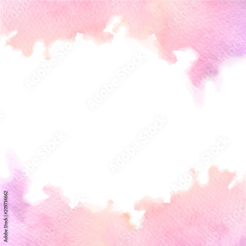 Hand painted pink watercolor border texture with soft edges isol