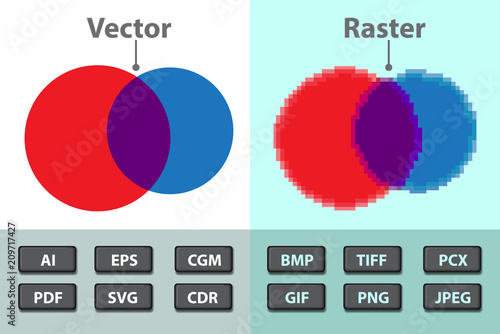 Difference between vector and raster. Image formats photo