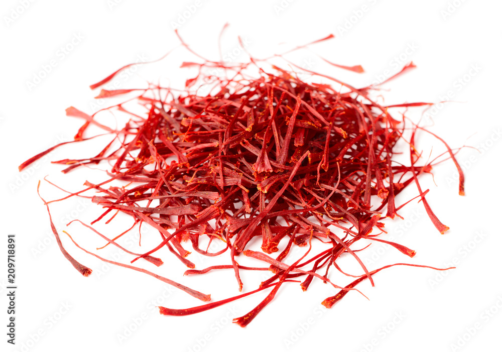Naklejka premium dried saffron spice isolated on white background
