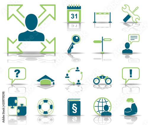 Kompetenz & Training - Iconset (Blau/ Grün)