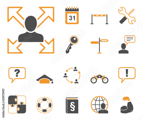 Kompetenz & Training - Iconset (in Grau/ Orange)