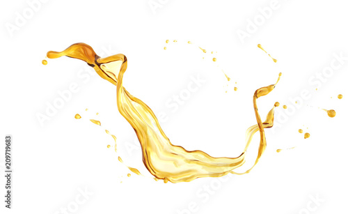 Olive or engine oil splash isolated on white background