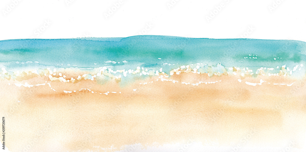 砂浜と水平線の水彩イラスト Beach And Horizontal Line Stock Illustration Adobe Stock