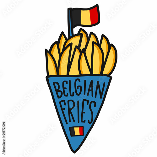 Belgian fries cartoon vector illustration