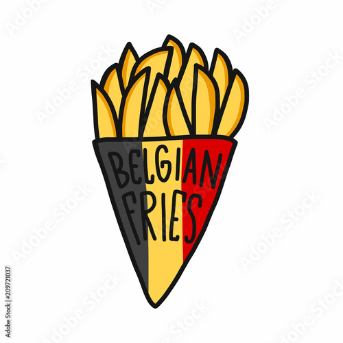 Belgian fries cartoon vector illustration