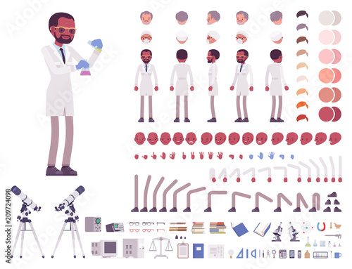 Male scientist character creation set