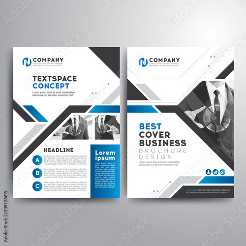 Business cover brochure template blue gray geometric shapes