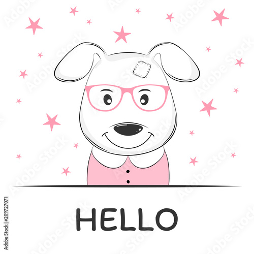 Cute dog girl in glasses.