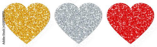 3 Hearts Sparkling Gold/Silver/Red