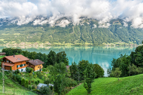 Views of Iseltwald and Brienzersee in the canton of Bern in Switzerland