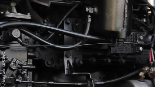 Engine details. Diesel engine photo