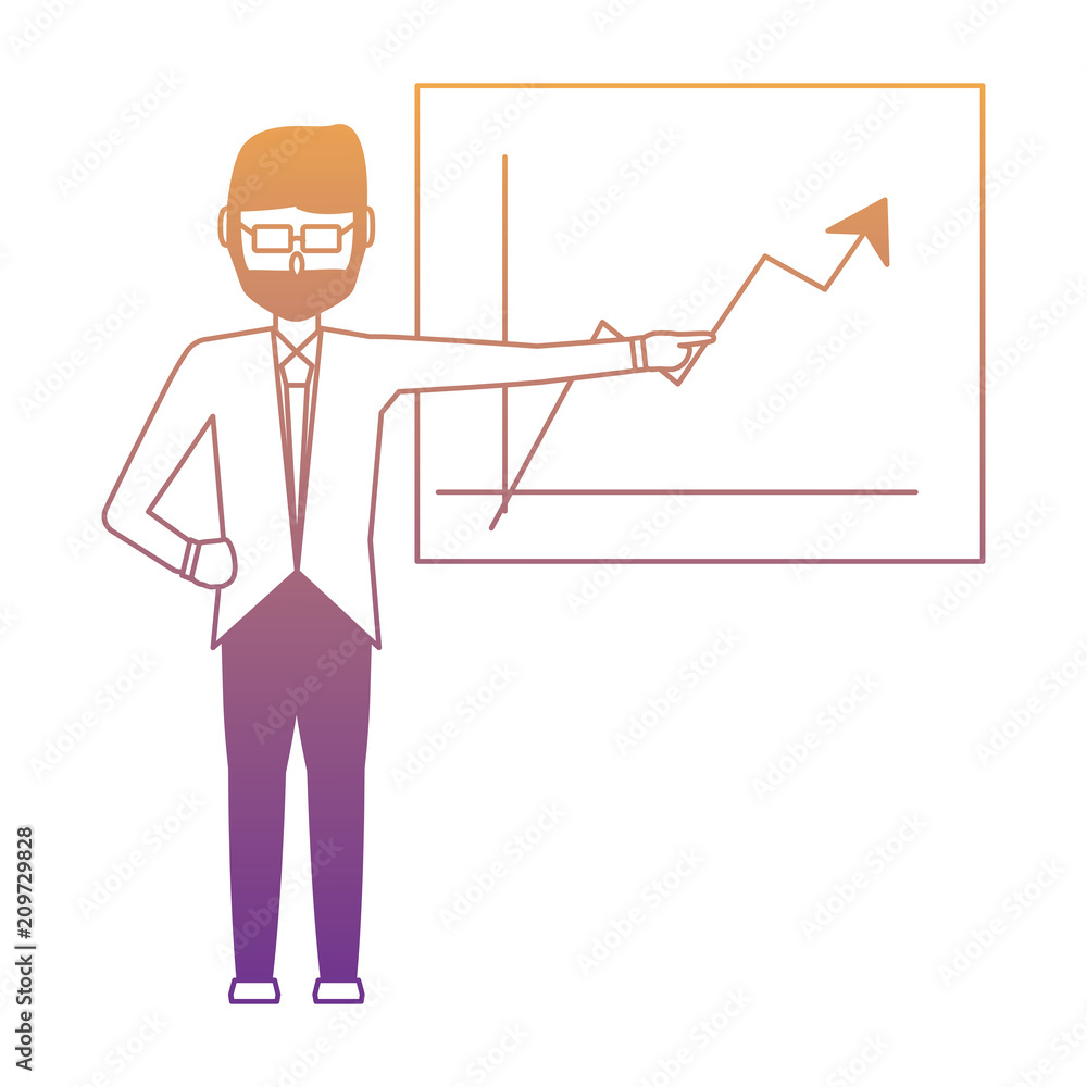 cartoon man showing a financial chart over white background, vector illustration cartoon man showing a financial chart over white background, vector illustration